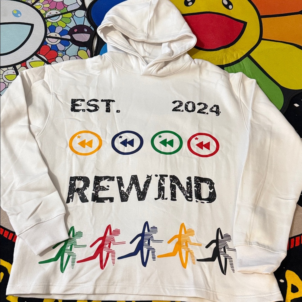 Rewind “Original Logo” Cropped Hoodie (White)